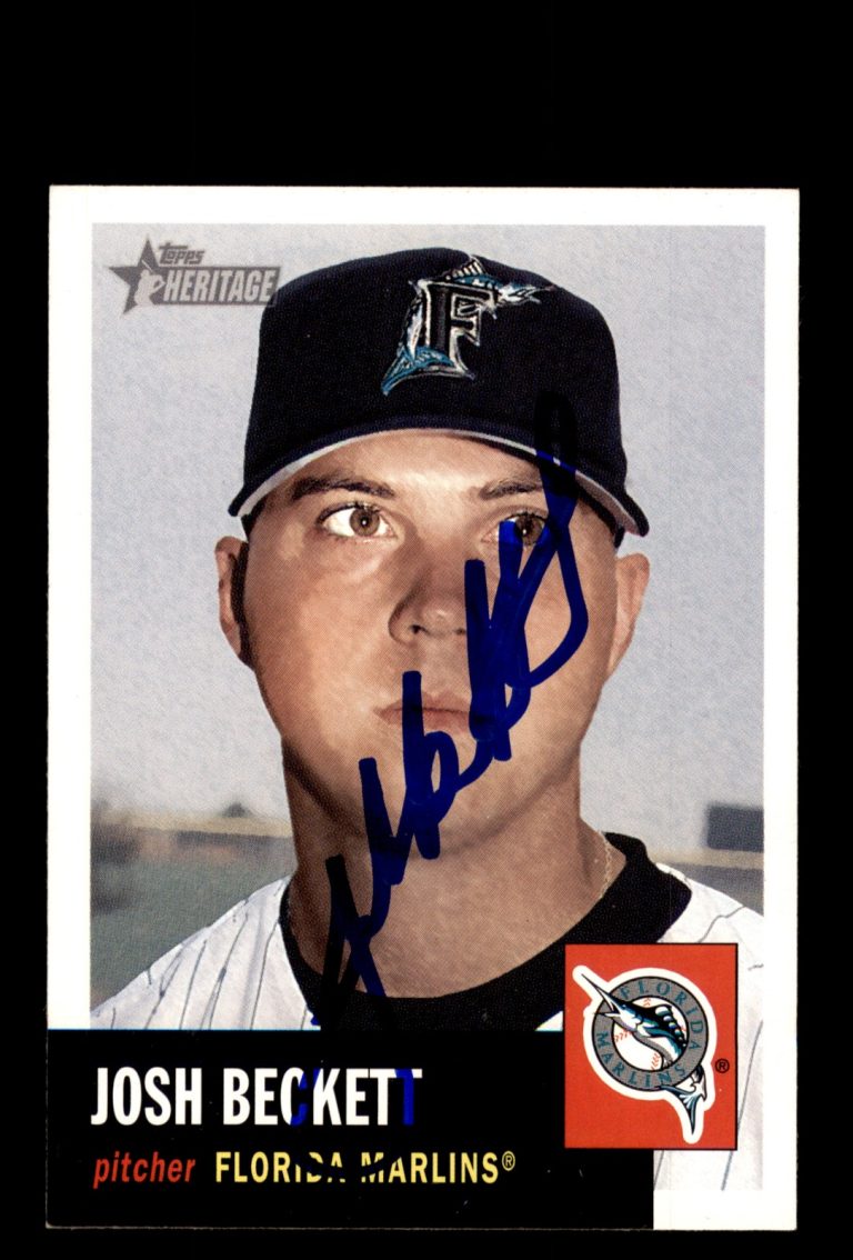 Signed Baseball Card Auto 2002 Topps Heritage #91 Josh Beckett Florida Marlins