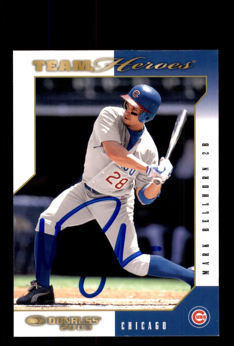 Signed Baseball Card Auto 2003 Donruss Team Heroes #98 Mark Bellhorn Cubs