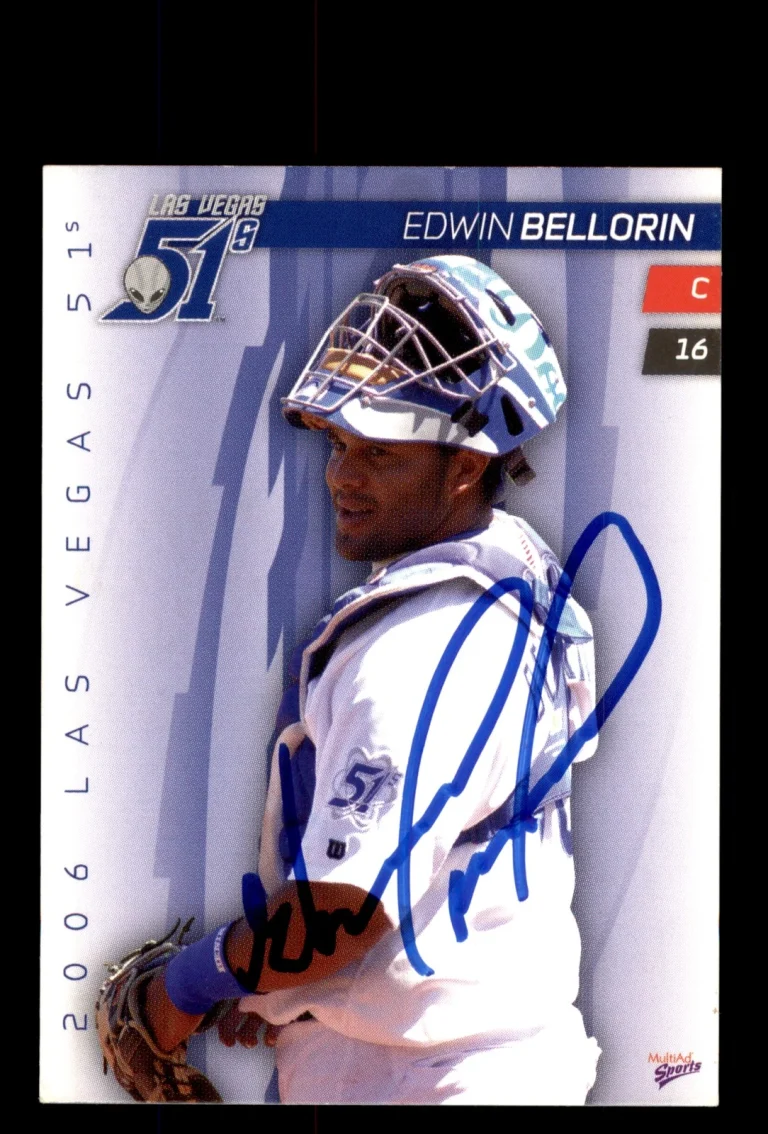 Signed Baseball Card Auto 2006 MultiAd Las Vegas 51s #3 Edwin Bellorin