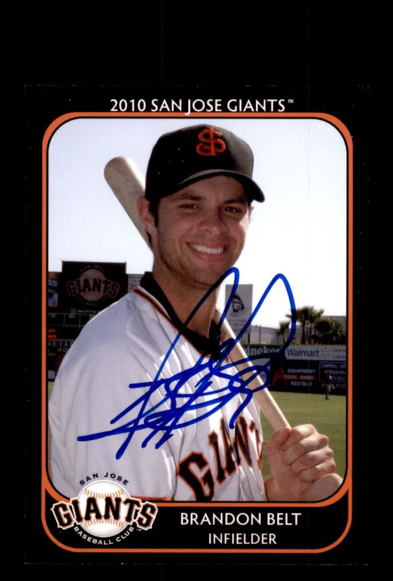 Signed Baseball Card Auto 2010 Grandstand San Jose Giants #5 Brandon Belt