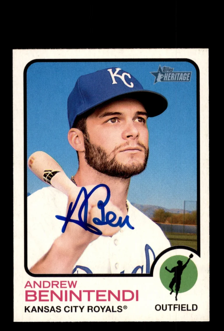 Signed Baseball Card Auto 2022 Topps Heritage #30 Andrew Benintendi KC Royals