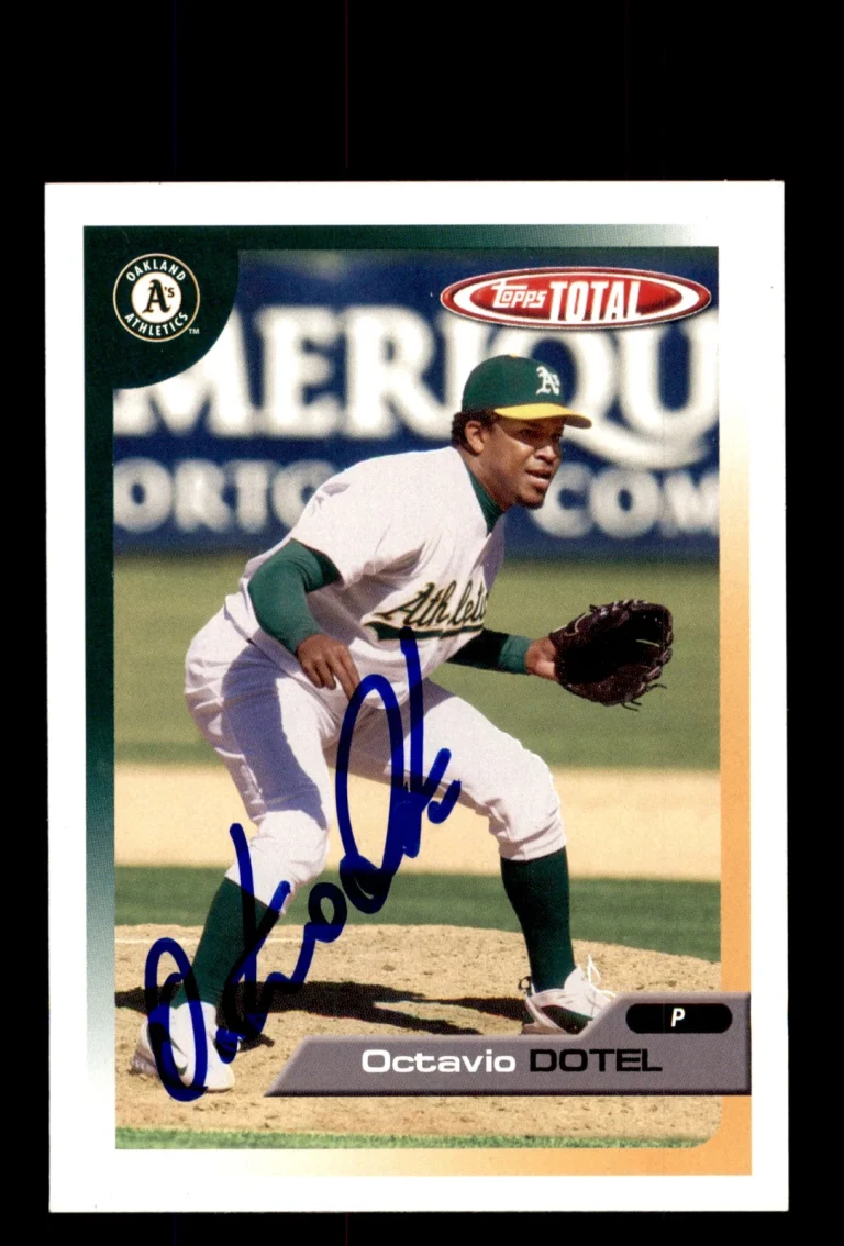 Signed Baseball Card Auto 2005 Topps Total #488 Octavio Dotel Oakland Athletics