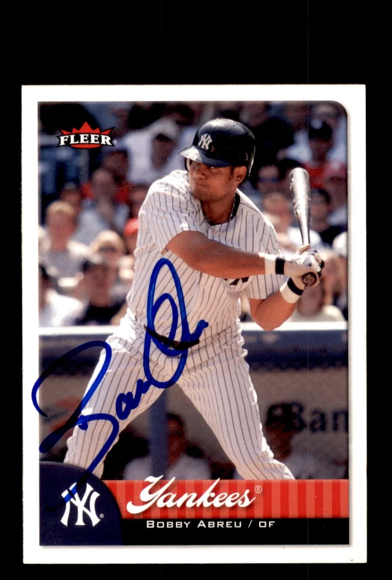 Signed Baseball Card Auto 2007 Fleer #120 Bobby Abreu New York Yankees