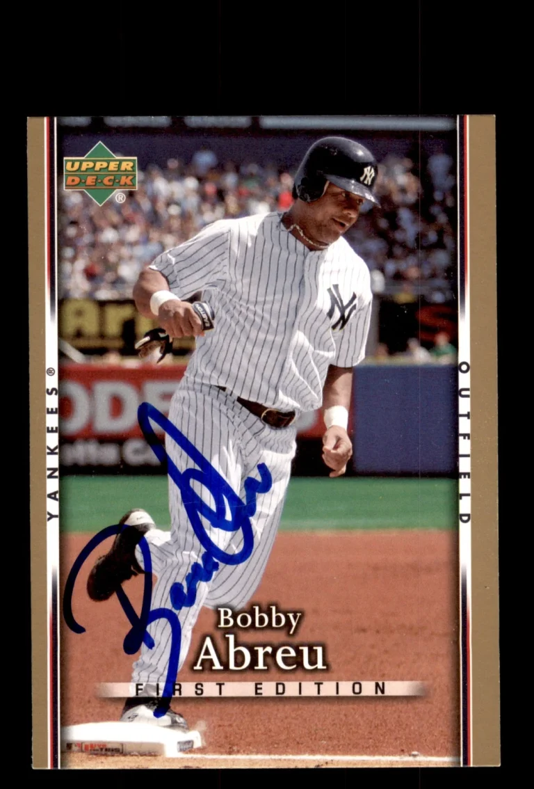 Signed Baseball Card Auto 2007 Upper Deck First Edition #120 Bobby Abreu Yankees