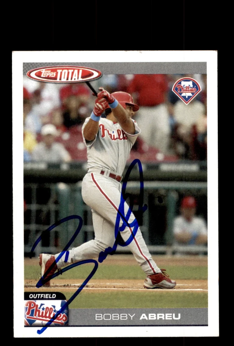 Signed Baseball Card Auto 2004 Topps Total #70 Bobby Abreu Philadelphia Phillies