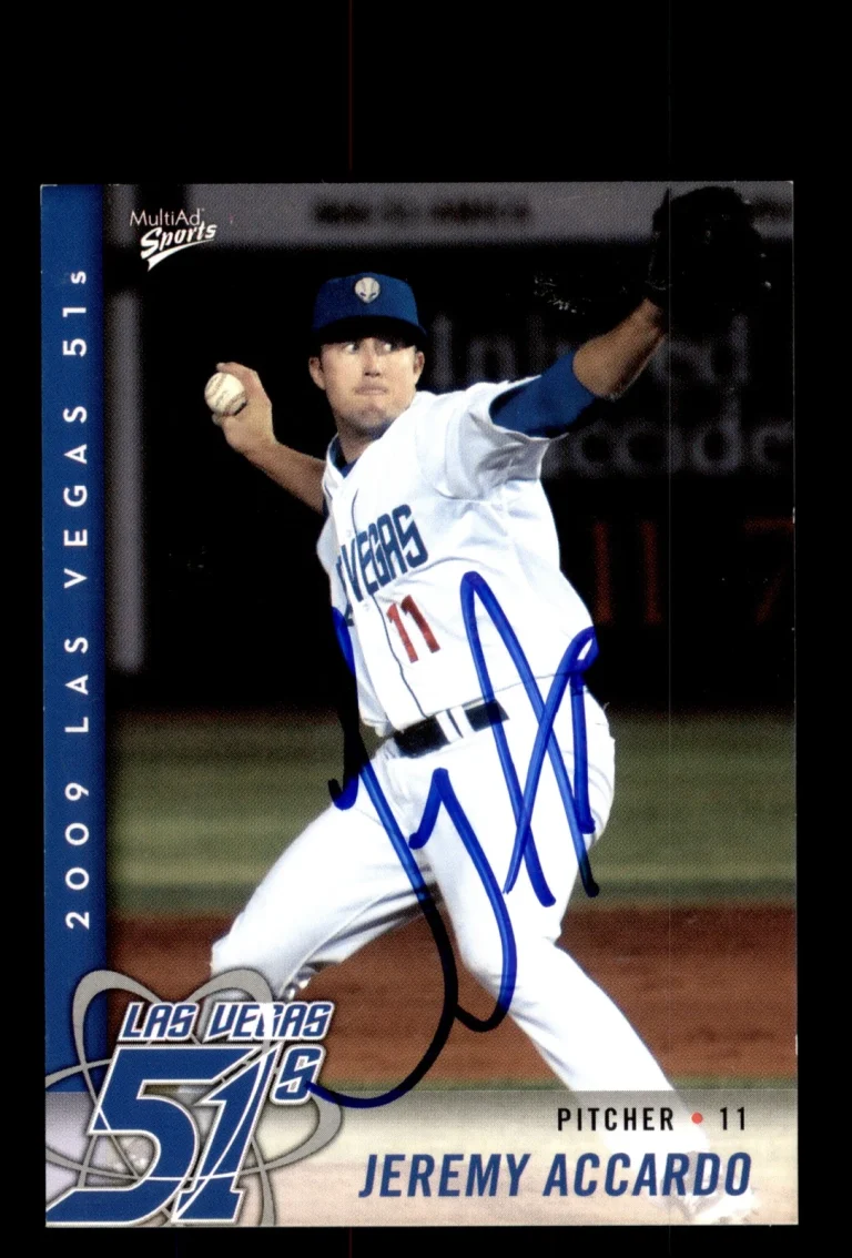 Signed Baseball Card Auto 2009 MultiAd Las Vegas 51s #1 Jeremy Accardo