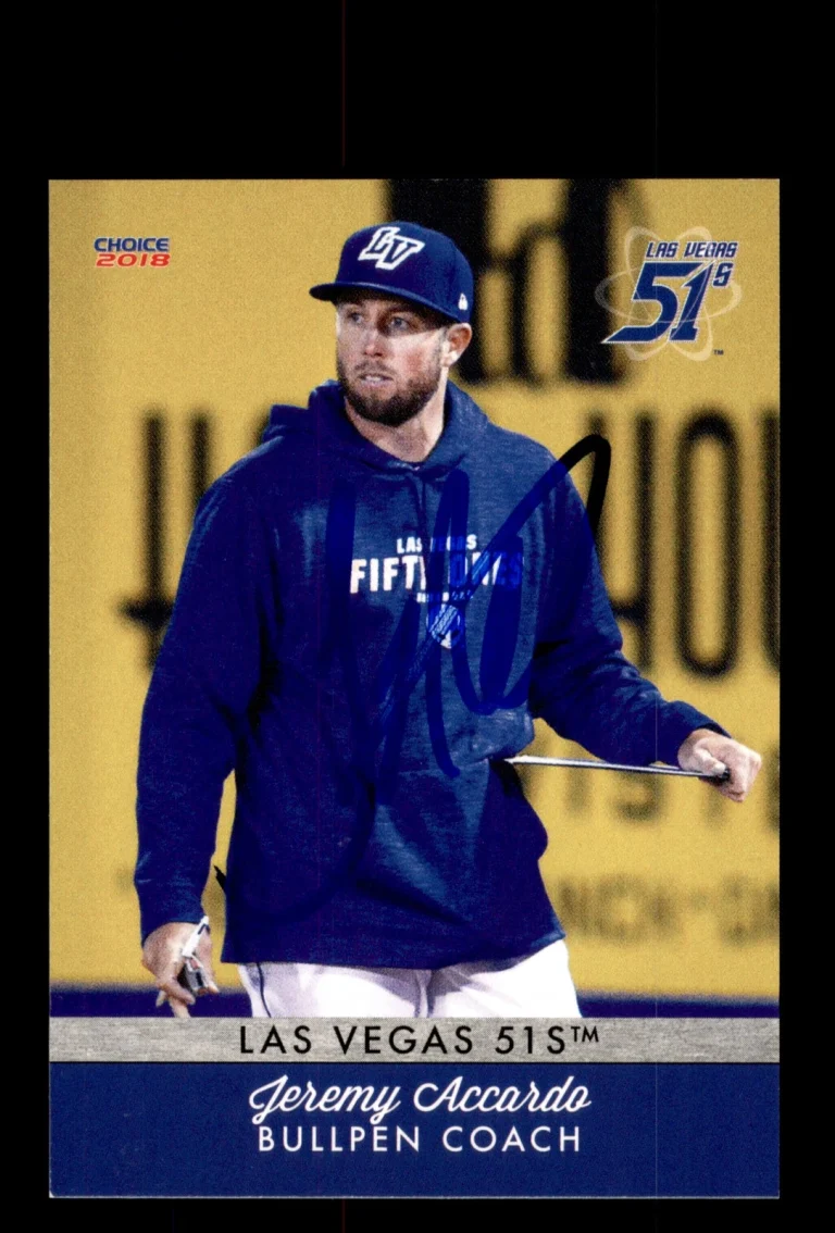 Signed Baseball Card Auto 2018 Choice Las Vegas 51s #29 Jeremy Accardo