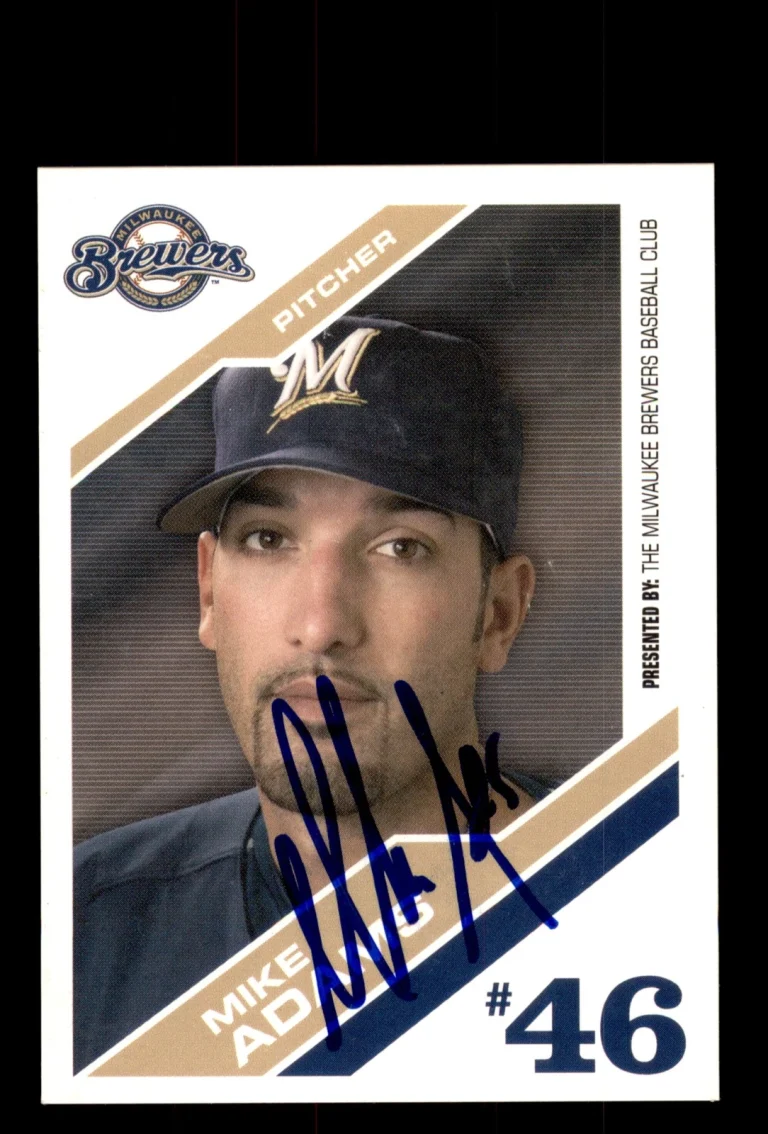 Signed Baseball Card Auto 2006 Milwaukee Brewers Police Mike Adams SGA