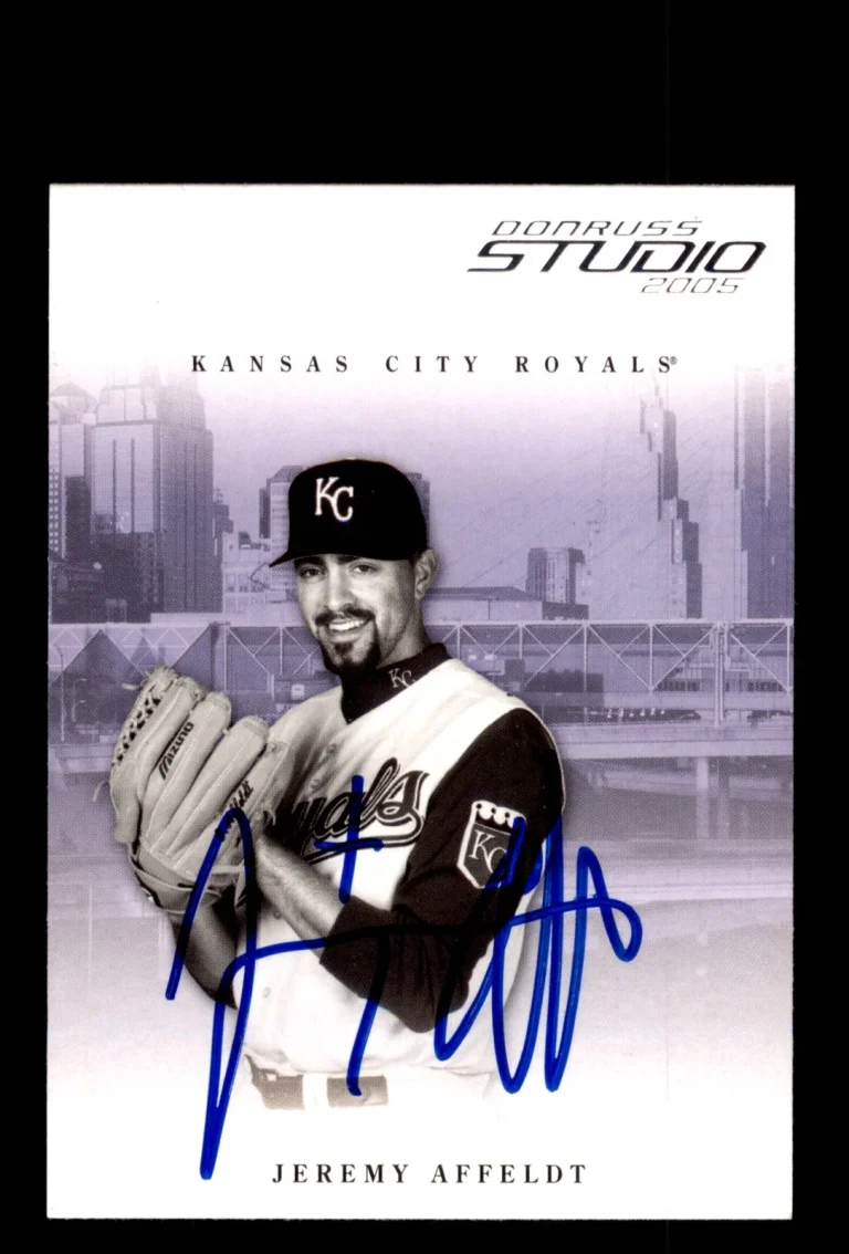 Signed Baseball Card Auto 2005 Donruss Studio #141 Jeremy Affeldt KC Royals