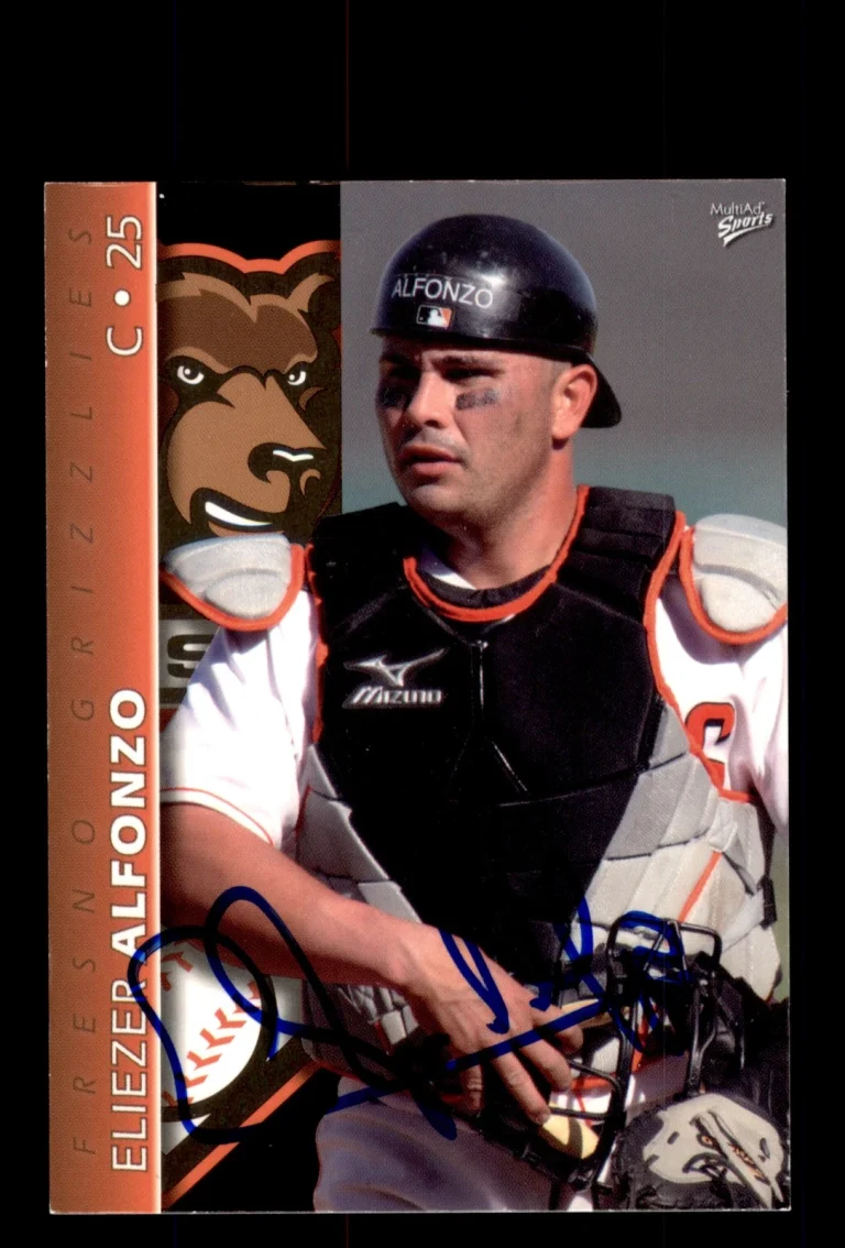 Signed Baseball Card Auto 2008 MultiAd Fresno Grizzlies #9 Eliezer Alfonzo