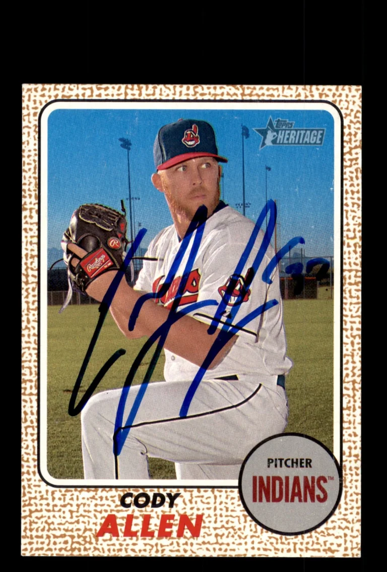 Signed Baseball Card Auto 2017 Topps Heritage #65 Cody Allen Cleveland Indians