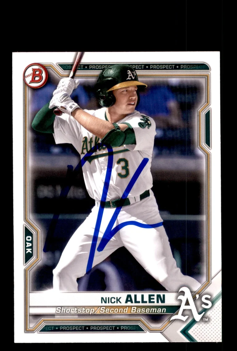 Signed Baseball Card Auto 2021 Bowman #BP-147 Nick Allen Oakland Athletics