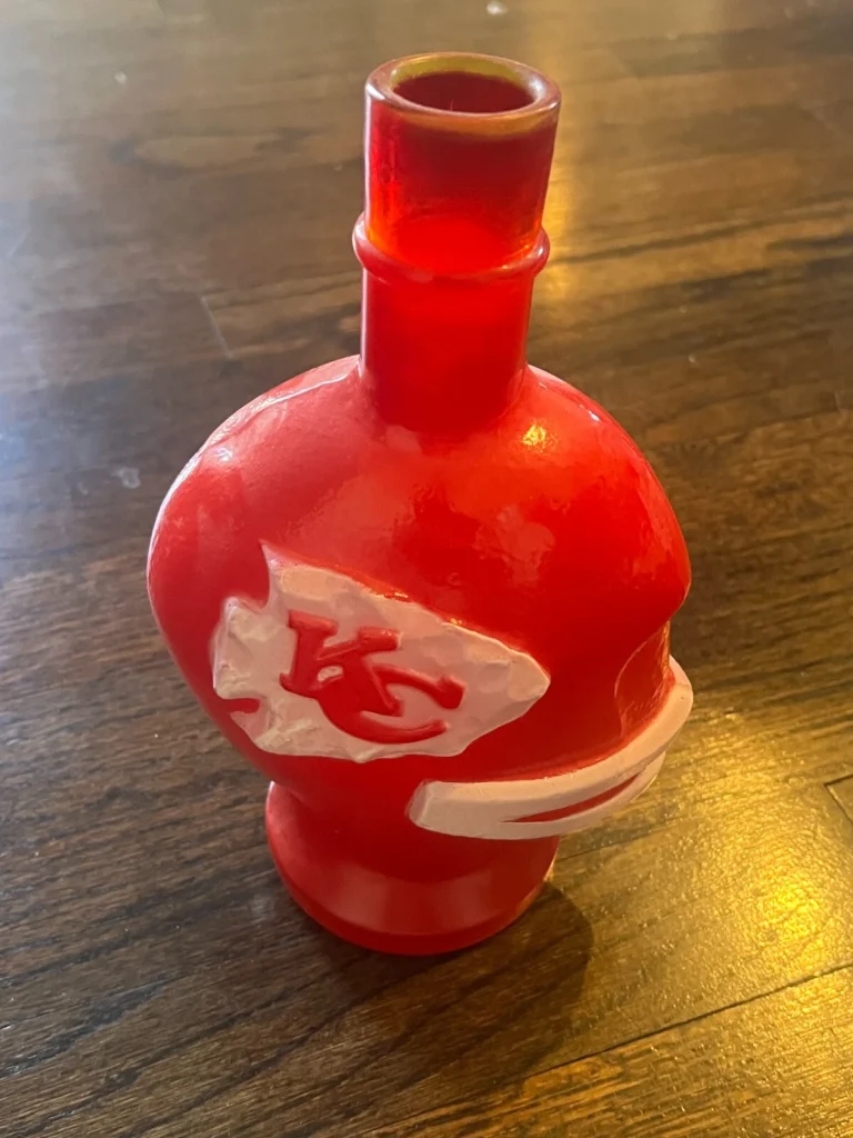 1969 KANSAS CITY CHIEFS FOOTBALL DISPLAY BOTTLE McCORMICK WHISKEY EMPTY VTG OLD