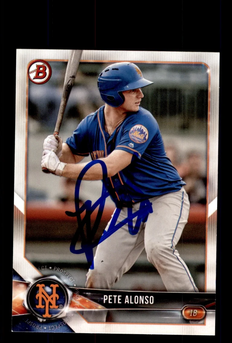 Signed Baseball Card Auto 2018 Bowman #BP137 Pete Alonso New York Mets