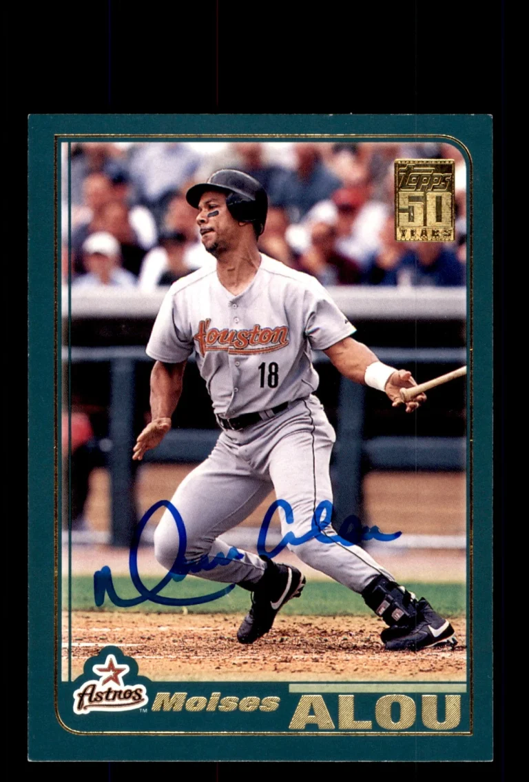 Signed Baseball Card Auto 2001 Topps #516 Moises Alou Houston Astros