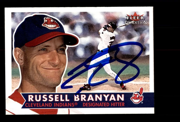 Signed Baseball Card Auto 2001 Fleer Tradition #49 Russell Branyan Indians