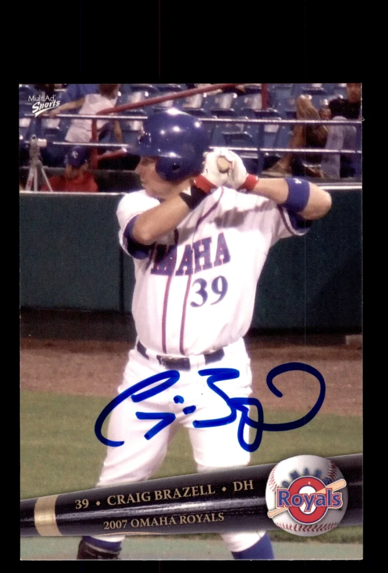 Signed Baseball Card Auto 2007 MultiAd Omaha Royals #9 Craig Brazell MILB