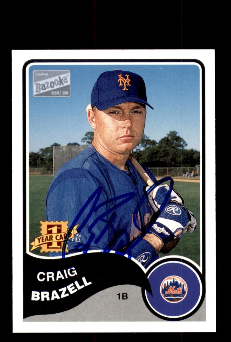 Signed Baseball Card Auto 2003 Bazooka #122 Craig Brazell Mets Silver