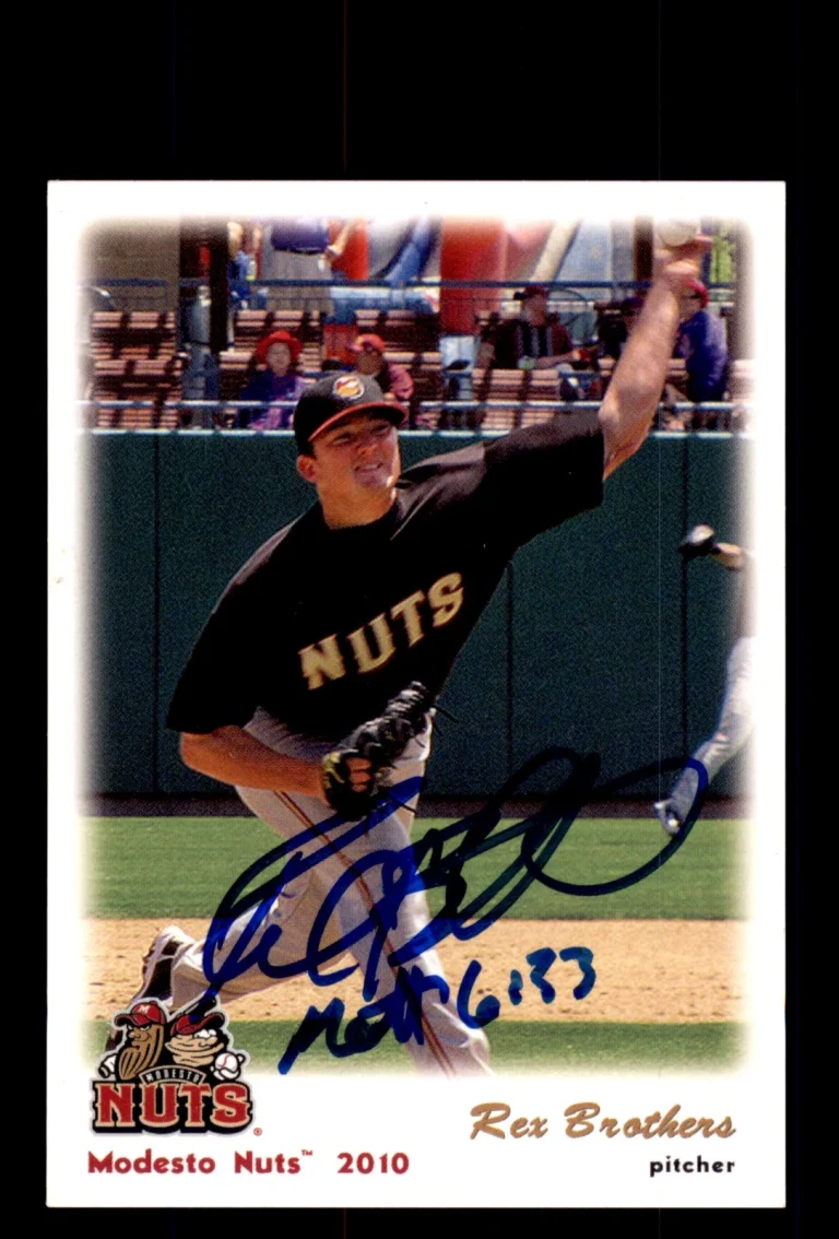 Signed Baseball Card Auto 2010 Grandstand Modesto Nuts Rex Brothers