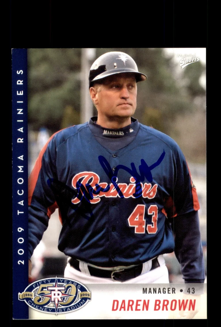 Signed Baseball Card Auto 2009 MultiAd Tacoma Rainiers #27 Daren Brown