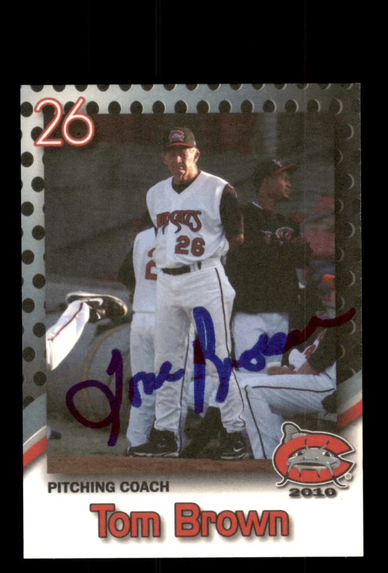 Signed Baseball Card Auto 2010 Carolina Mudcats MILB Tom Brown Reds