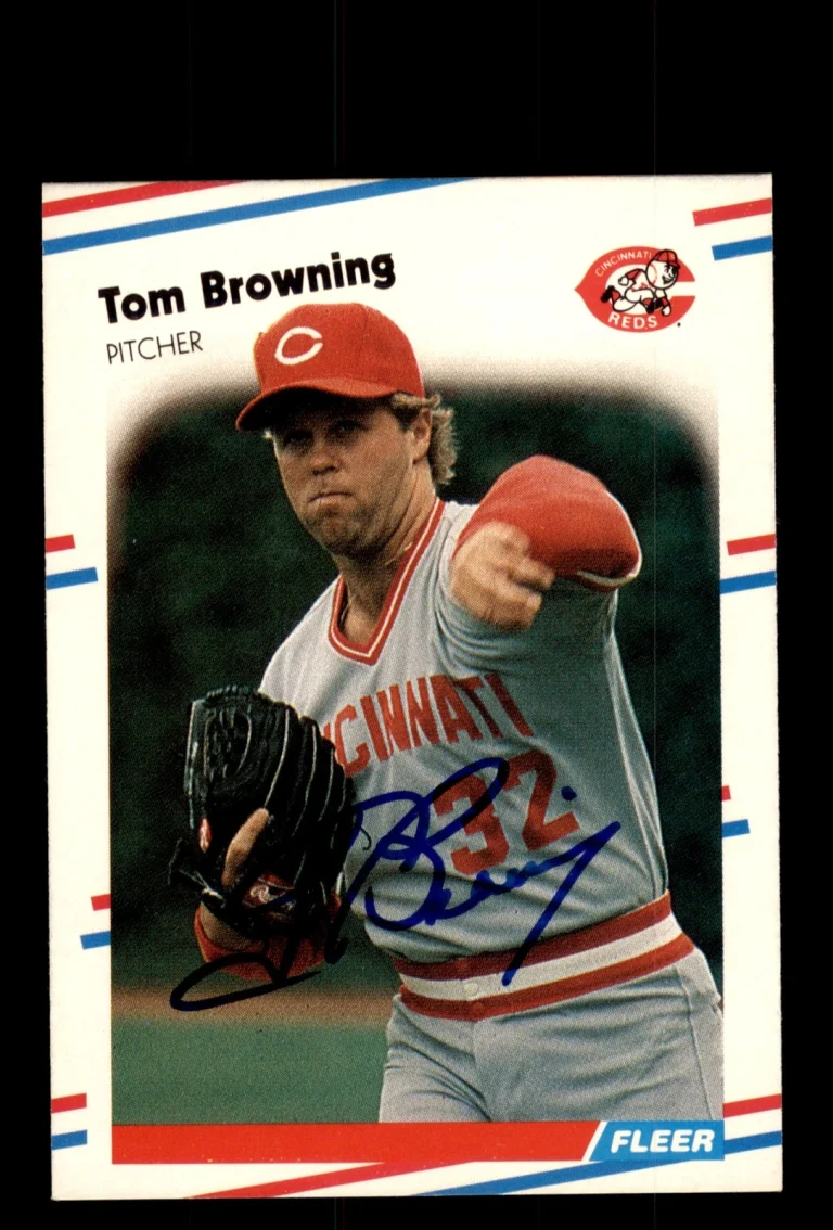 Signed Baseball Card Auto 1988 Fleer #228 Tom Browning Cincinnati Reds
