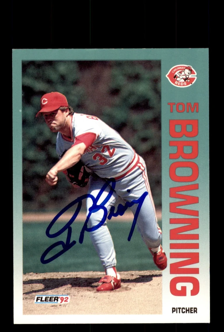 Signed Baseball Card Auto 1992 Fleer #401 Tom Browning Cincinnati Reds