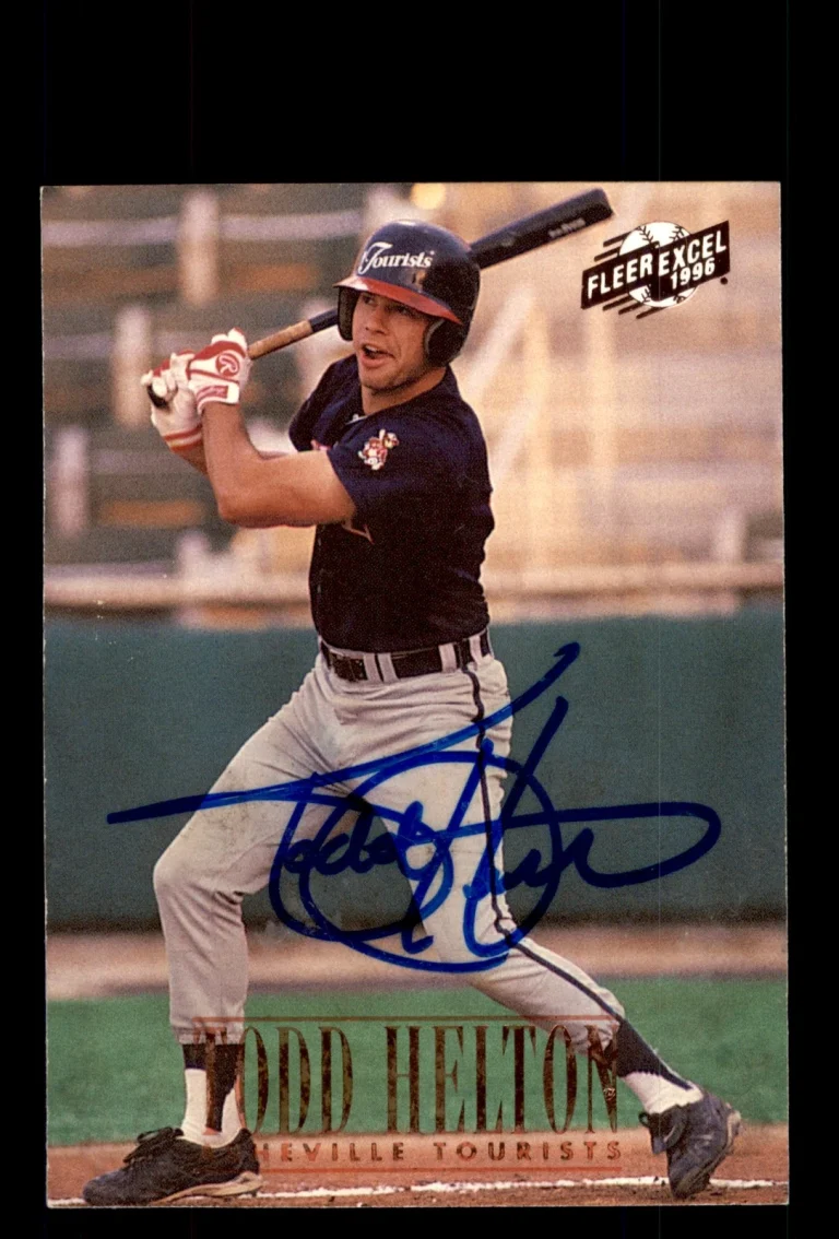 Signed Baseball Card Auto 1996 Fleer Excel #154 Todd Helton Rockies RC HOF