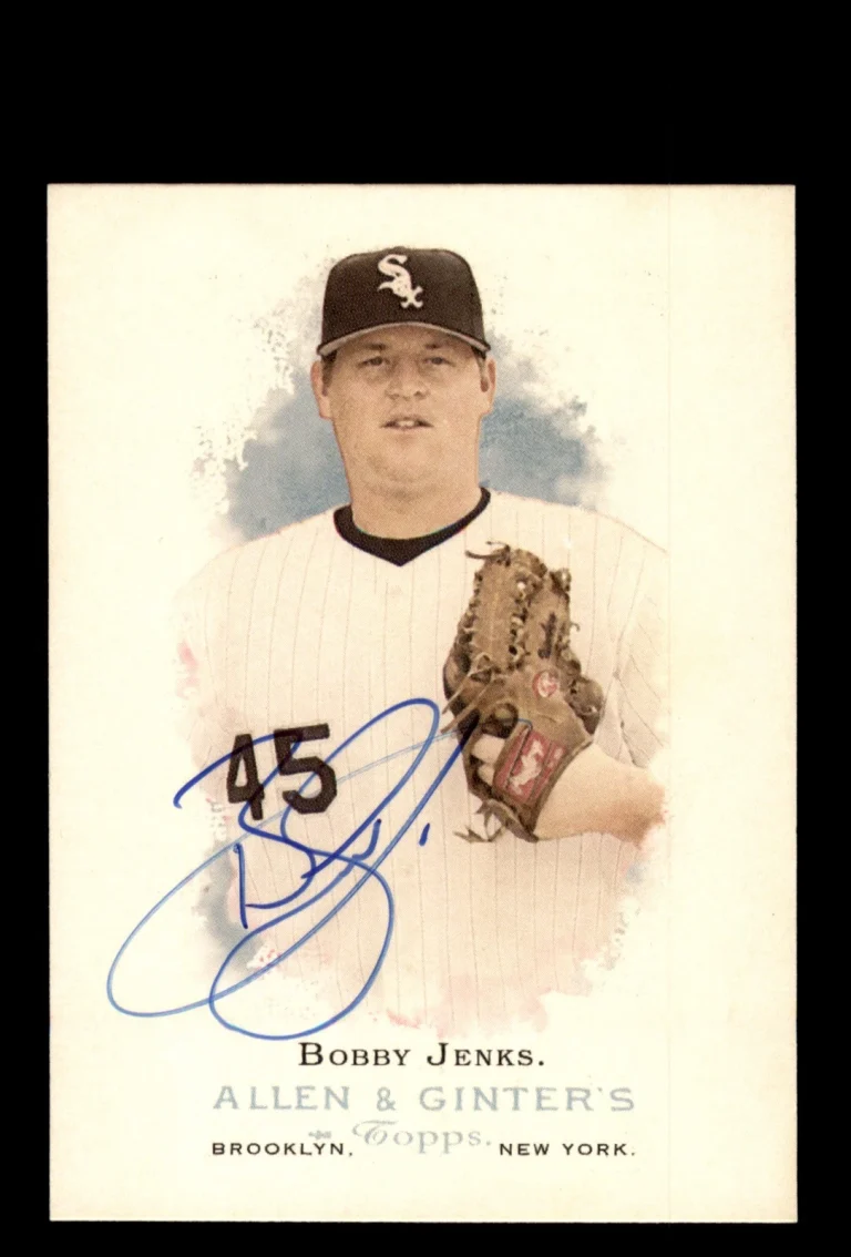 Signed Baseball Card Auto 2006 Allen & Ginter #197 Bobby Jenks *Back Damage*