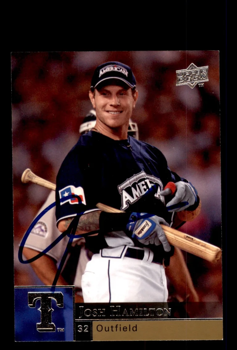 Signed Baseball Card Auto 2009 Upper Deck #376 Josh Hamilton Texas Rangers