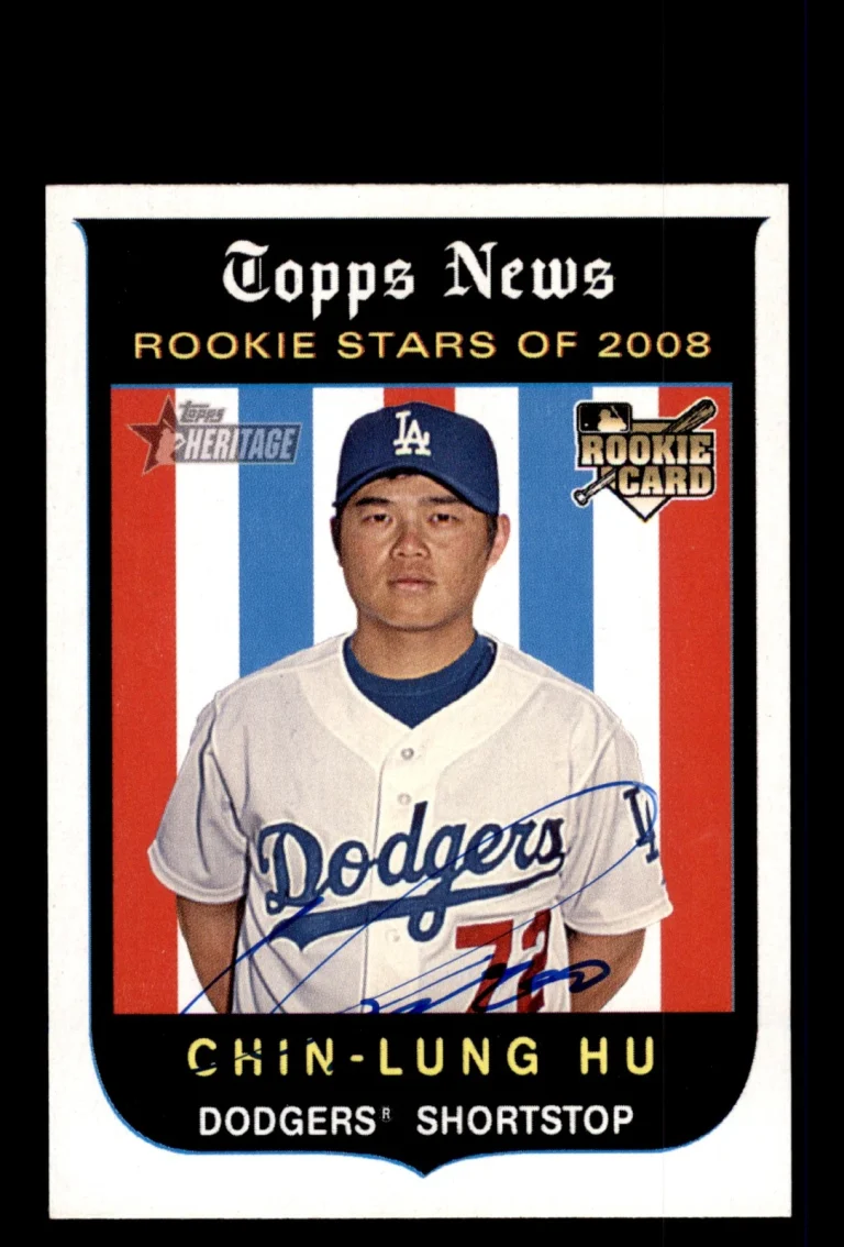 Signed Baseball Card Auto 2008 Topps Heritage #130 Chin-Lung Hu LA Dodgers