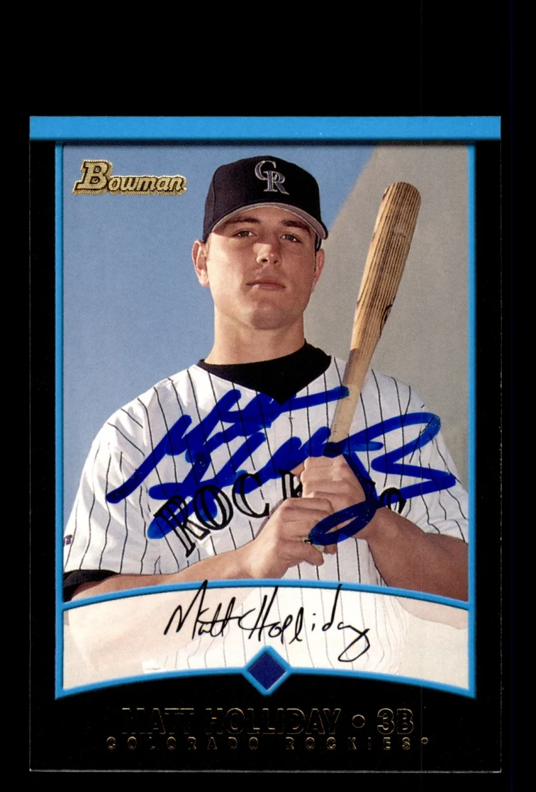 Signed Baseball Card Auto 2001 Bowman #385 Matt Holliday Colorado Rockies