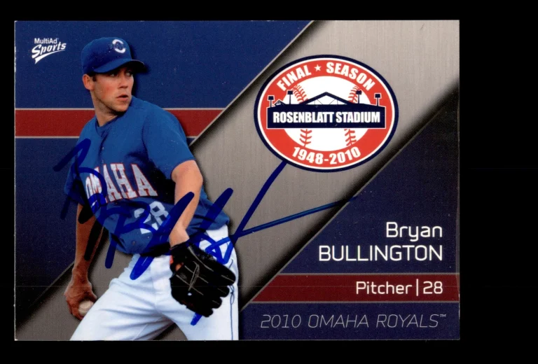 Signed Baseball Card Auto 2010 MultiAd Omaha Royals #5 Bryan Bullington