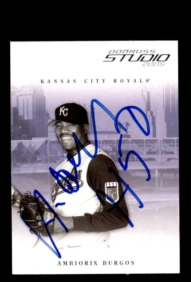 Signed Baseball Card Auto 2005 Donruss Studio #139 Ambiorix Burgos Royals