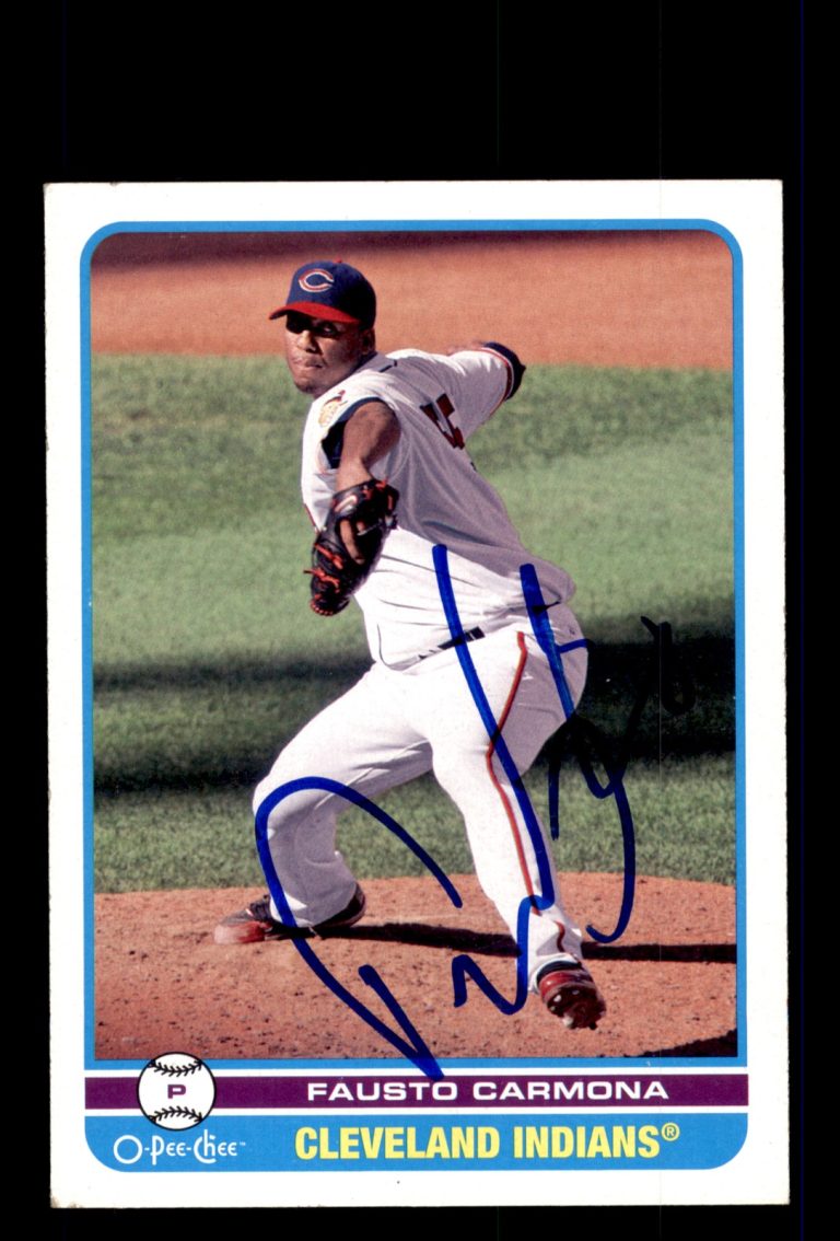 Signed Baseball Card Auto 2009 O-Pee-Chee #86 Fausto Carmona Cleveland Indians