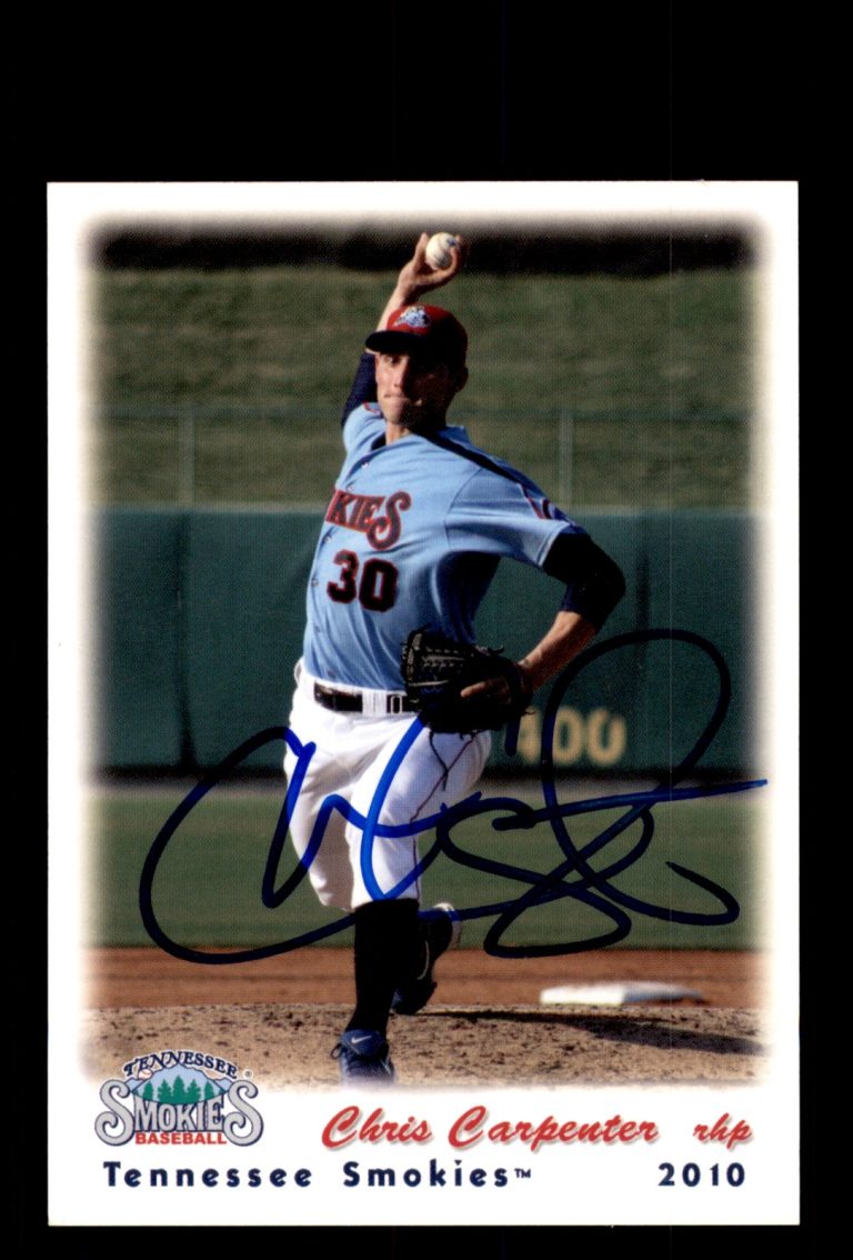 Signed Baseball Card Auto 2010 Grandstand Tennessee Smokies Chris Carpenter