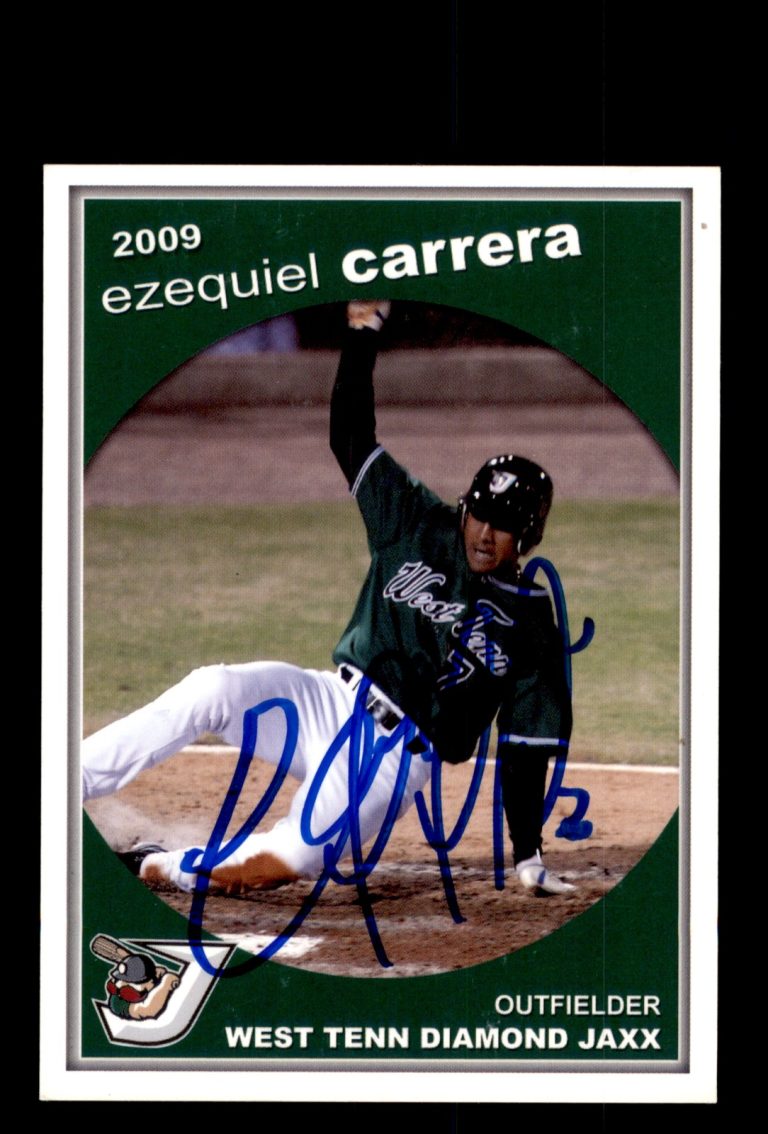 Signed Baseball Card Auto 2009 West Tenn Diamond Jaxx Ezequiel Carrera