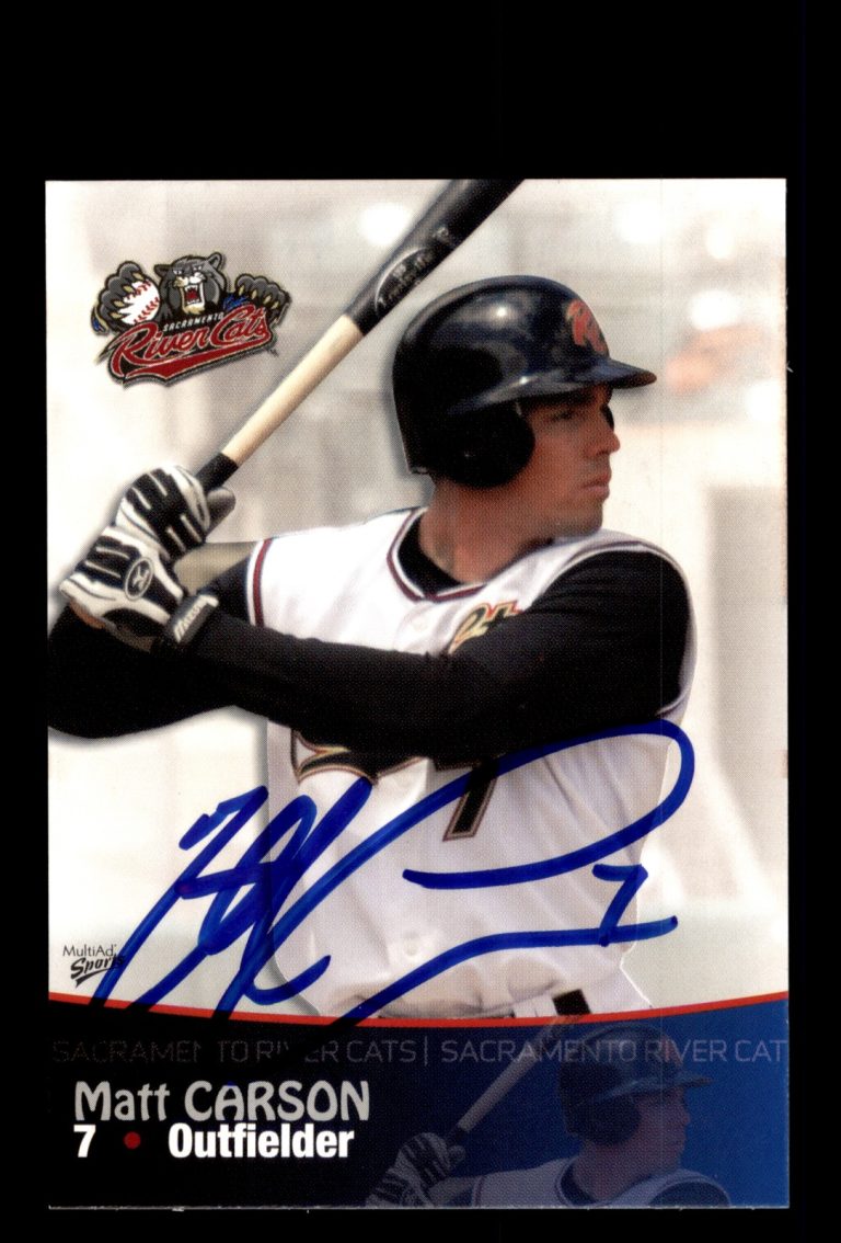 Signed Baseball Card Auto 2009 MultiAd Sacramento River Cats #5 Matt Carson