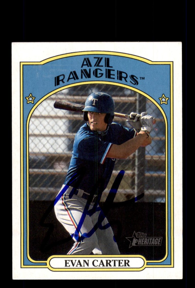 Signed Baseball Card Auto 2021 Topps Heritage Minor League #176 Evan Carter