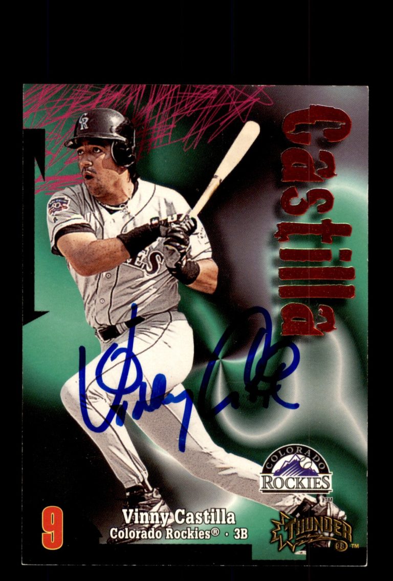 Signed Baseball Card Auto 1998 SkyBox Circa Thunder #188 Vinny Castilla Rockies