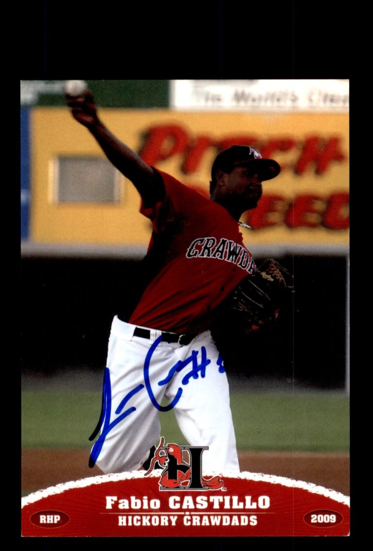 Signed Baseball Card Auto 2009 Grandstand Hickory Crawdads Fabio Castillo