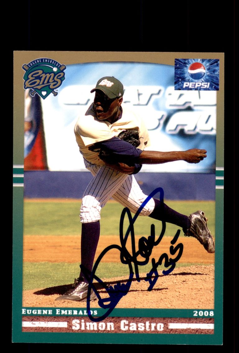Signed Baseball Card Auto 2008 Grandstand Simon Castro Eugene Emeralds