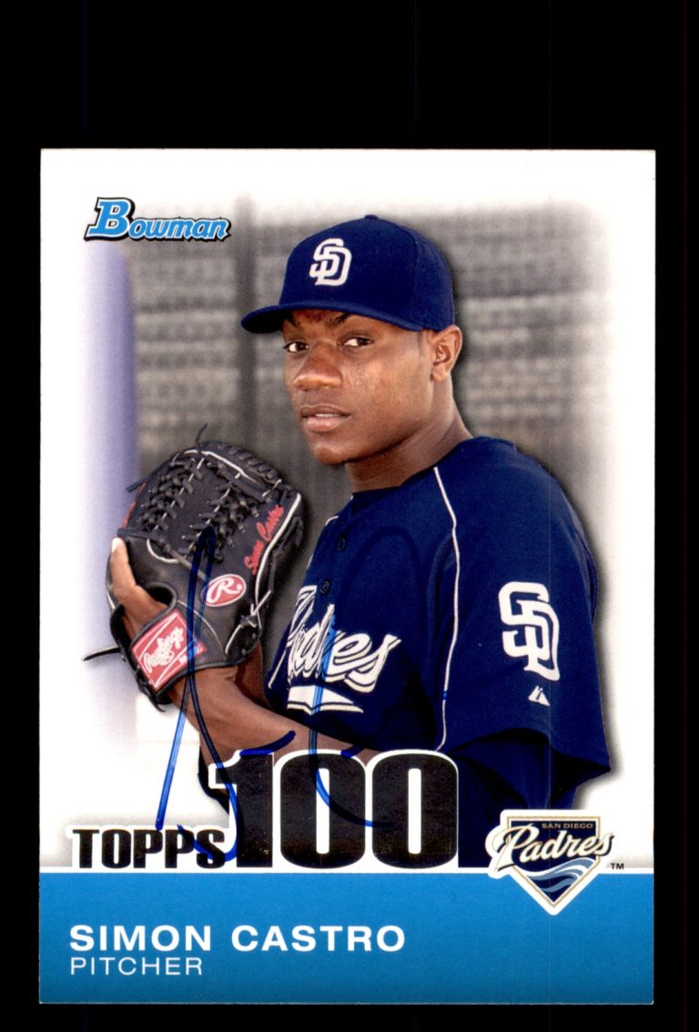 Signed Baseball Card Auto 2010 Bowman #TP91 Simon Castro San Diego Padres