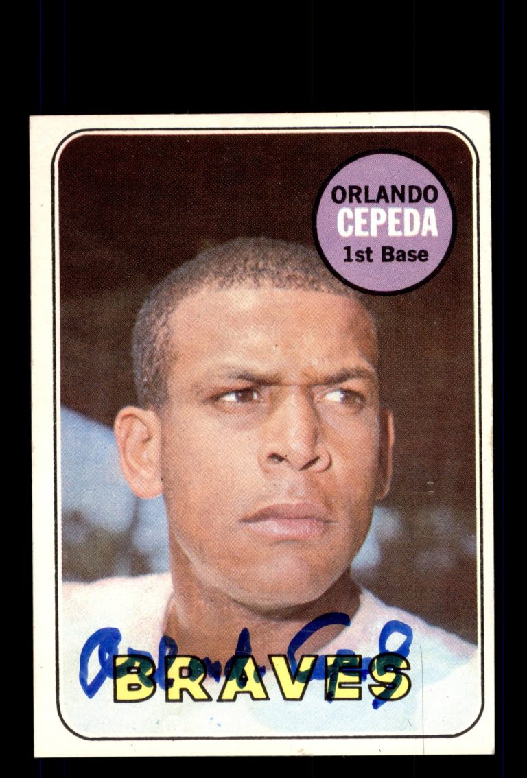 Signed Baseball Card Auto 1969 Topps #385 Orlando Cepeda Atlanta Braves