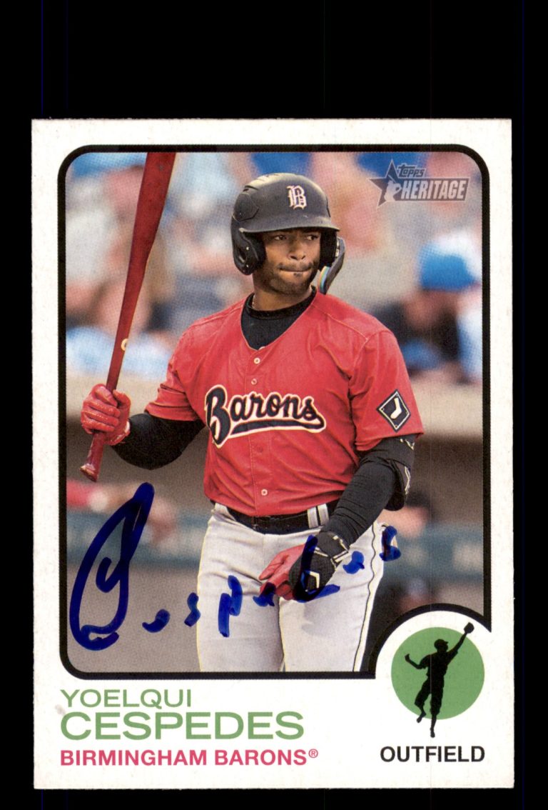 Signed Baseball Card Auto 2022 Topps Heritage Minor League #194 Yoelqui Cespedes