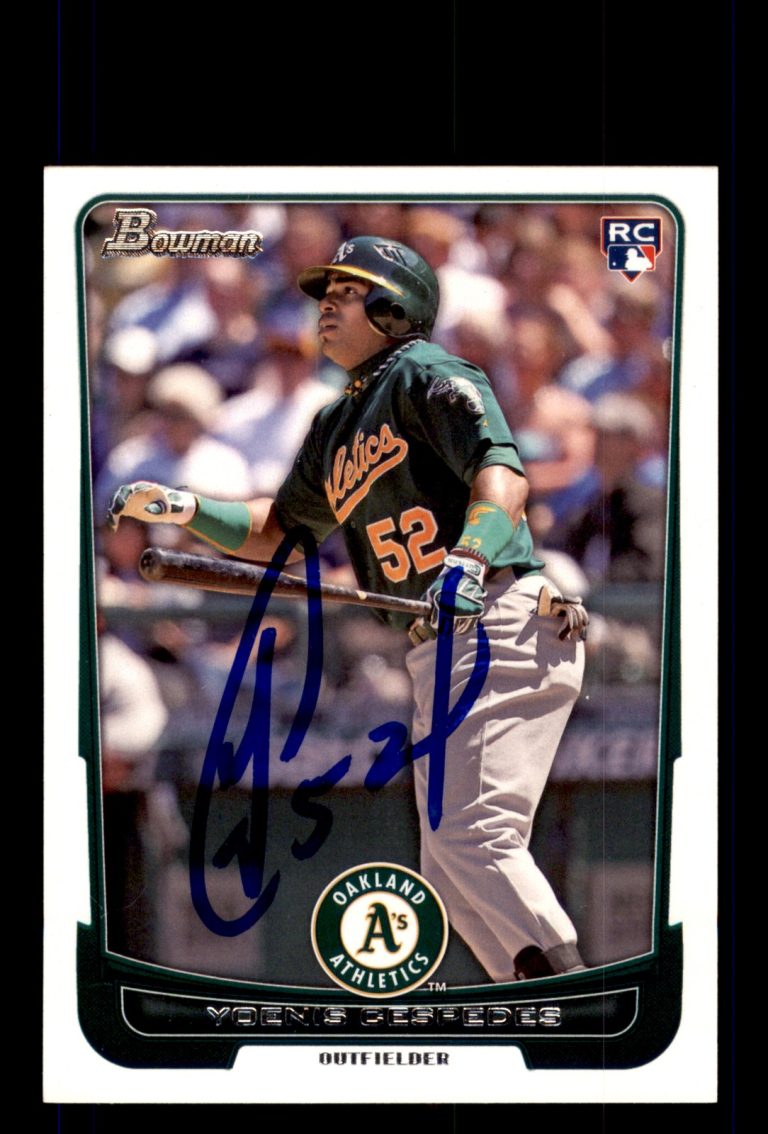 Signed Baseball Card Auto 2012 Bowman #193 Yoenis Cespedes Oakland Athletics