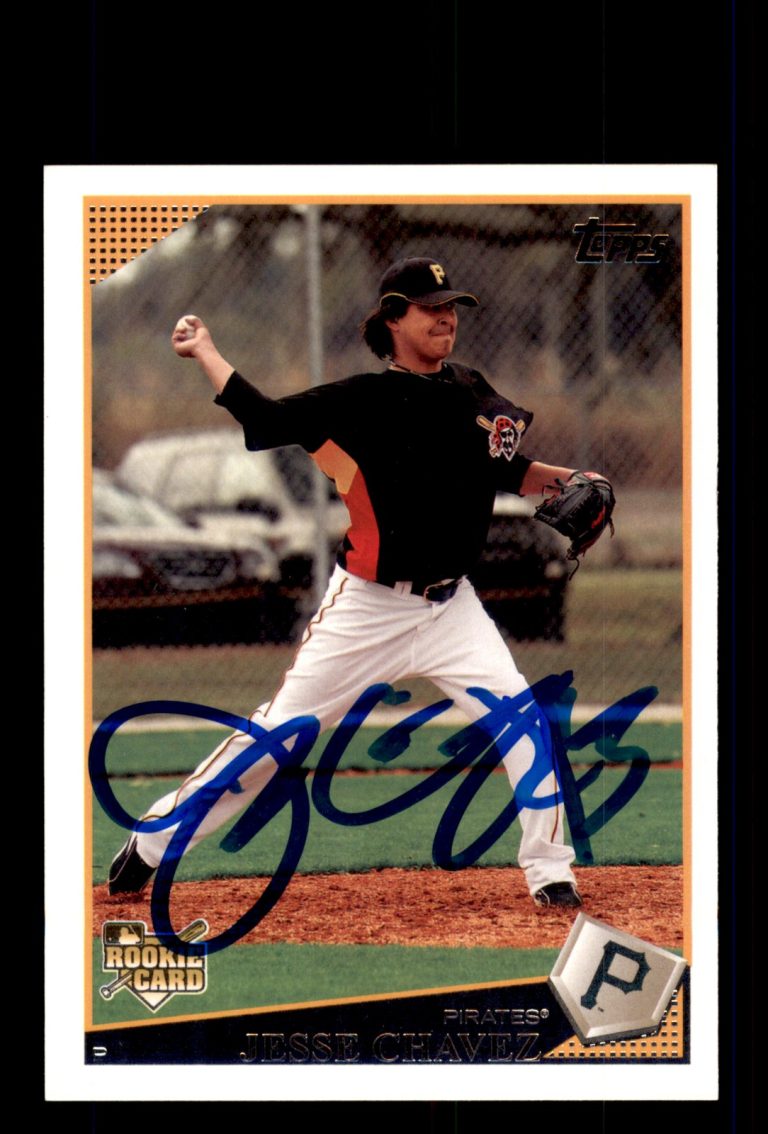 Signed Baseball Card Auto 2009 Topps #409 Jesse Chavez Pittsburgh Pirates