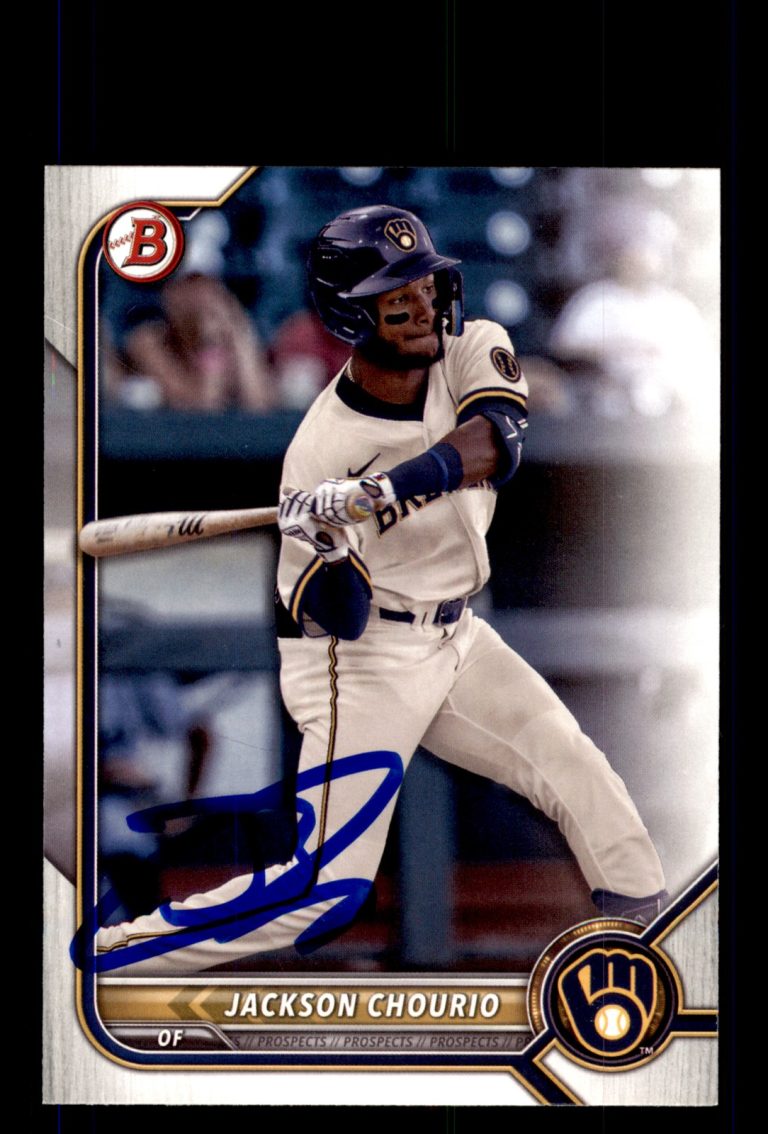 Signed Baseball Card Auto 2022 Bowman Draft #BD-115 Jackson Chourio Brewers