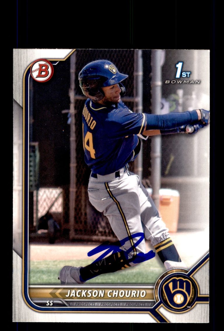 Signed Baseball Card Auto 2022 Bowman #BP-79 Jackson Chourio Milwaukee Brewers
