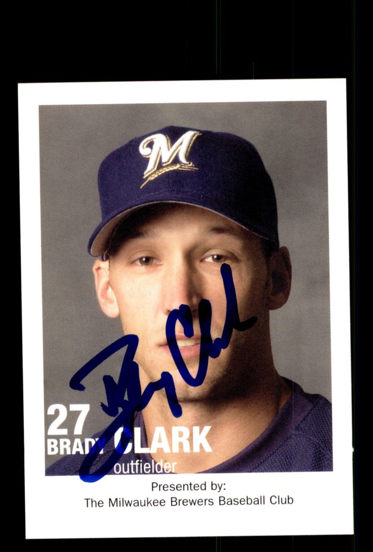 Signed Baseball Card Auto 2003 Milwaukee Brewers Police Brady Clark